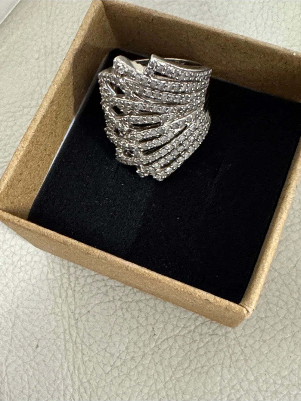 Sterling silver diamond ring Fan Cluster Statement Ring - Women's Jewelry.